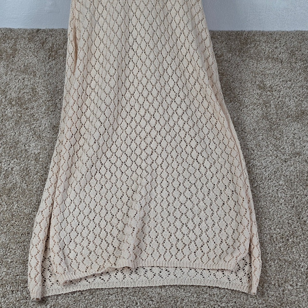 Shade & Shore Cover Up Dress Beige Crochet Gold Ring Detail Boho Size M 8-10 - Picture 5 of 10